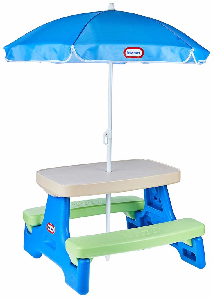 Little Tikes Easy Store Jr. Picnic Table with Umbrella - kids outdoor toys this fun summer season