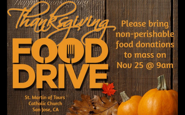Celebrate Thanksgiving in San Jose with kids - Thanksgiving Day Mass and Food Drive