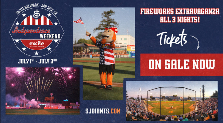 4th of July San Jose events and activities - Independence Weekend San Jose Giants Baseball Games & Fireworks