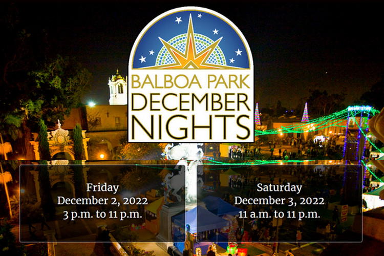 Places to see Christmas Lights in San Diego - Balboa Park December Nights