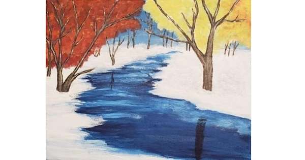 Icy River Paint and Sip painting event
