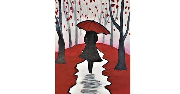 Paint and sip this “Walk in the Rain” Painting at Cool River Pizza