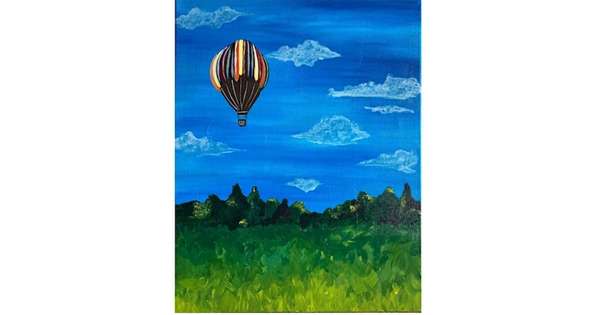 Paint and sip this beautiful Balloon Ride Painting at Cool River Piz