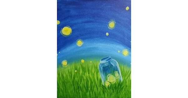 Paint and sip this fun Fireflies Painting at Cool River Pizza.