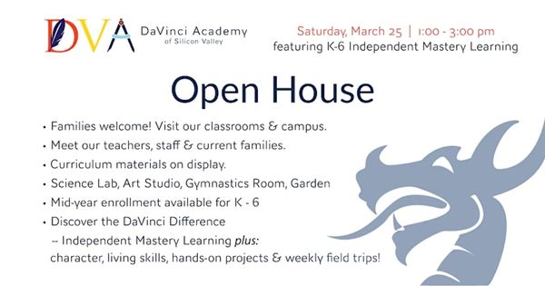 DaVinci Academy Open House, featuring K-6