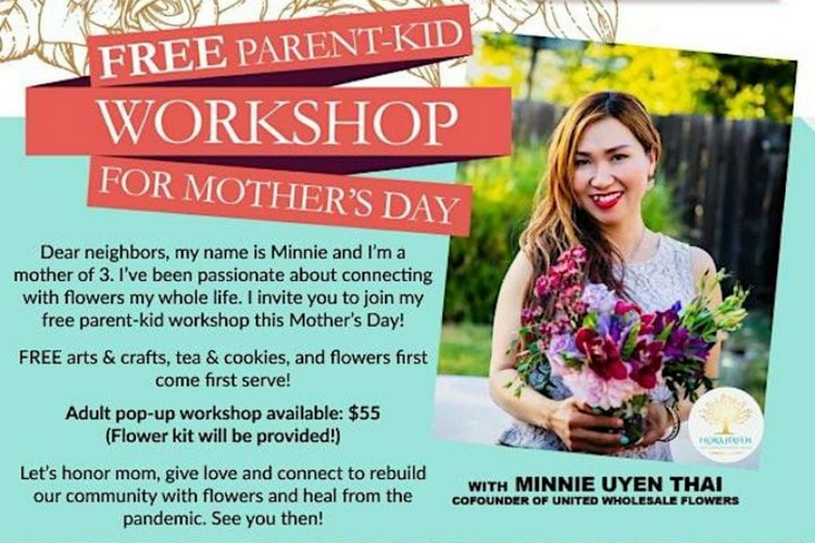 Events to celebrate Mother’s Day in San Jose - Parent-Kid Flower Workshop!