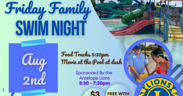 Friday Family Swim & Movie Night at Antelope Aquatic Complex